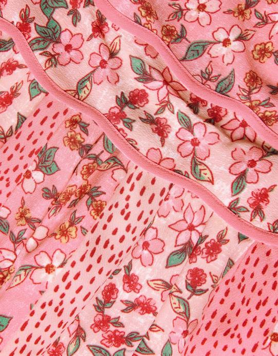 Monsoon بنت فستان بطباعة الأزهار المرقعة D68H1711 ملابس لون القرنفل