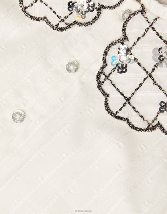 Monsoon بنت بلوزة بياقة مزخرفة D68H1713 ملابس عاج