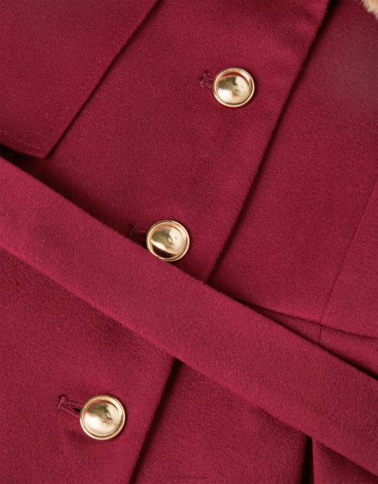 Monsoon بنت معطف ذكي على طراز الرأس بحزام D68H1714 ملابس أحمر (بورجوندي)