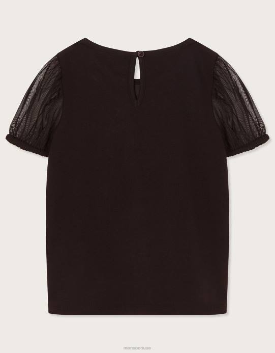 Monsoon بنت تي شيرت القط D68H1721 ملابس أسود