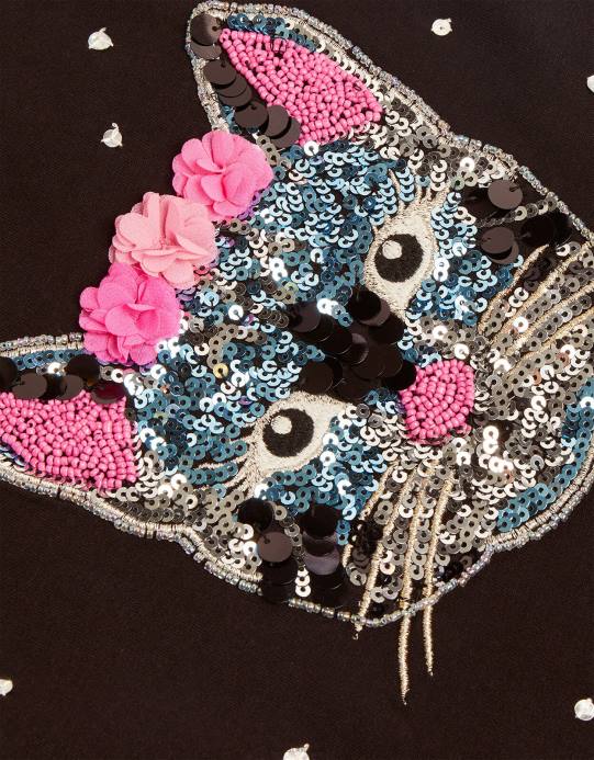 Monsoon بنت تي شيرت القط D68H1721 ملابس أسود