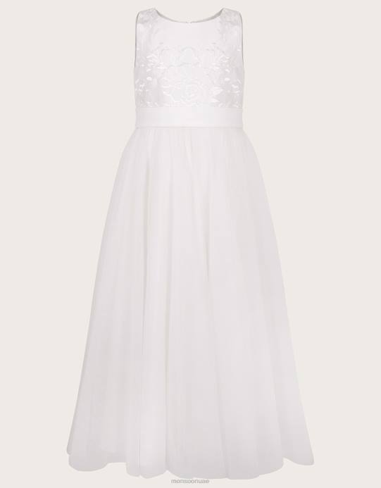 Monsoon بنت أوديت أليس فستان ماكسي تول D68H1723 ملابس عاج