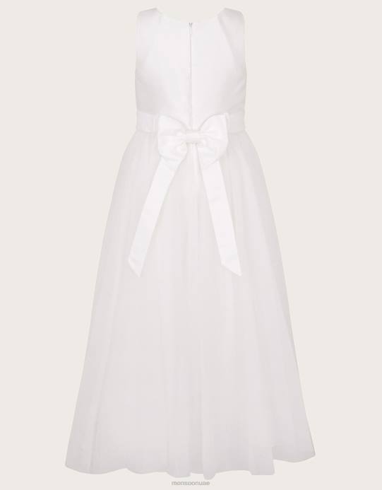 Monsoon بنت أوديت أليس فستان ماكسي تول D68H1723 ملابس عاج