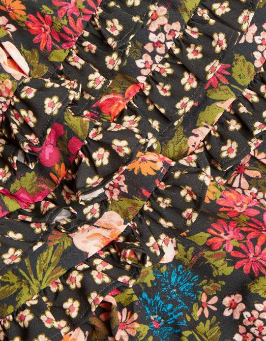 Monsoon بنت فستان مزين بالزهور D68H1724 ملابس أسود