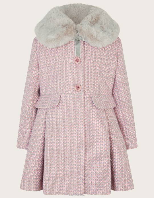 Monsoon بنت معطف من الفرو الصناعي من التويد D68H1727 ملابس رمادي