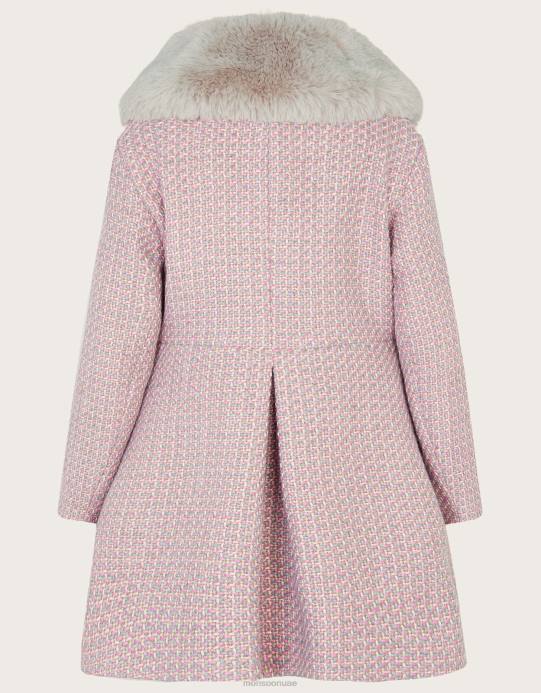 Monsoon بنت معطف من الفرو الصناعي من التويد D68H1727 ملابس رمادي