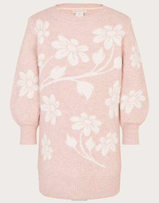 Monsoon بنت فستان زهرة محبوك D68H1728 ملابس لون القرنفل