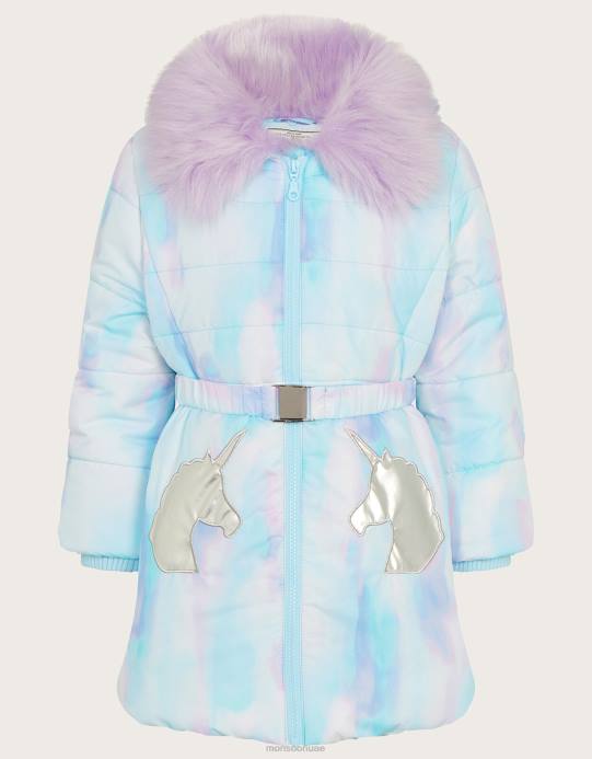 Monsoon بنت معطف مبطن بألوان مائية يونيكورن D68H1729 ملابس عاج