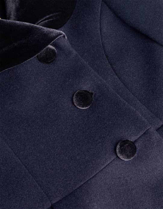 Monsoon بنت معطف ذو ياقة مخملية عالية ومنخفضة من مزيج الصوف D68H1731 ملابس الأزرق الداكن)