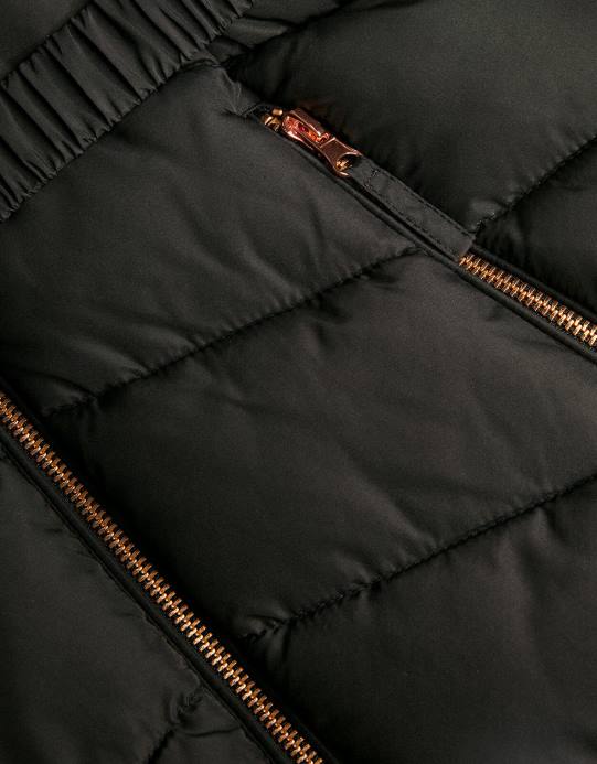 Monsoon بنت معطف بغطاء رأس من الفرو الصناعي بحزام D68H1736 ملابس أسود