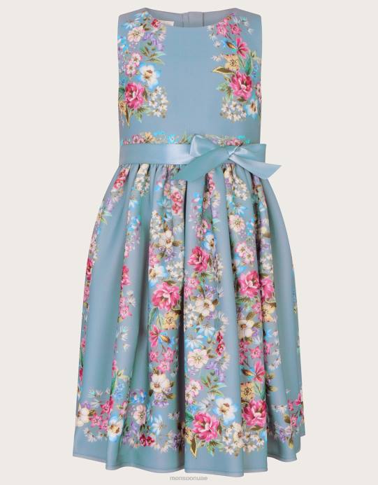 Monsoon بنت فستان حفلات سكوبا مزين بالزهور من سوزي D68H1748 ملابس أخضر