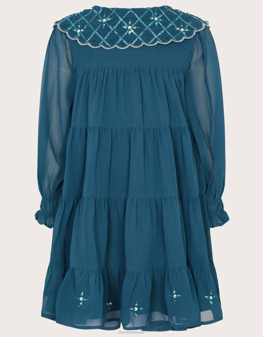 Monsoon بنت فستان بياقة مزخرفة D68H1756 ملابس بط نهري صغير