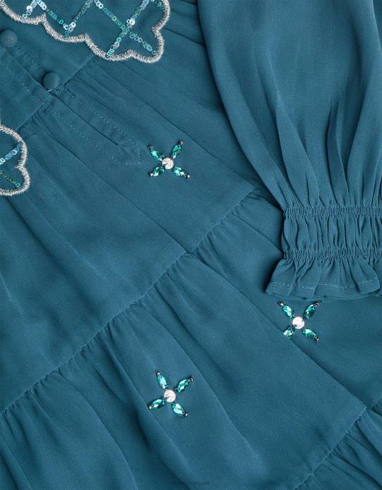 Monsoon بنت فستان بياقة مزخرفة D68H1756 ملابس بط نهري صغير