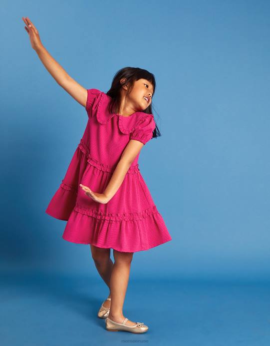 Monsoon بنت فستان بياقة كشكش D68H1757 ملابس الوردي (الوردي الساطع)