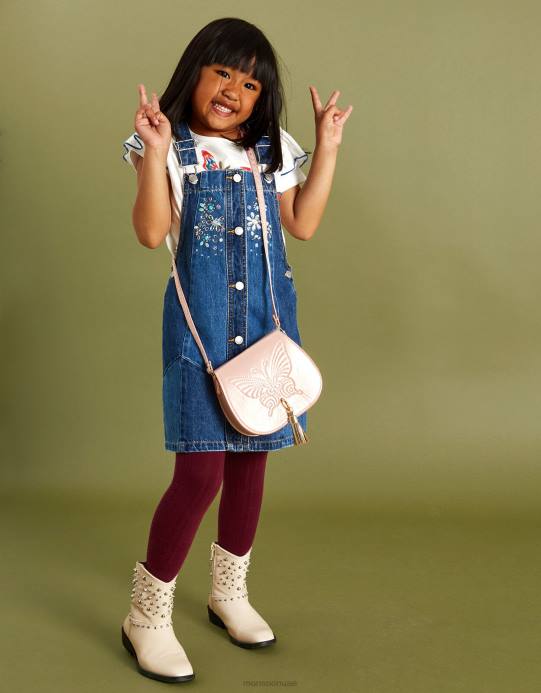 Monsoon بنت فستان من الدنيم مزين بالأحجار الكريمة D68H1758 ملابس أزرق