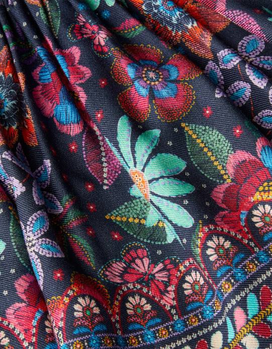 Monsoon بنت تنورة منسوجة من نسيج قطني طويل D68H1761 ملابس الأزرق الداكن)