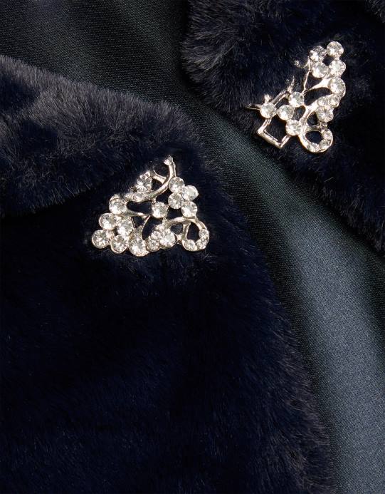 Monsoon بنت سترة من الفرو الصناعي بأكمام طويلة D68H1768 ملابس الأزرق الداكن)