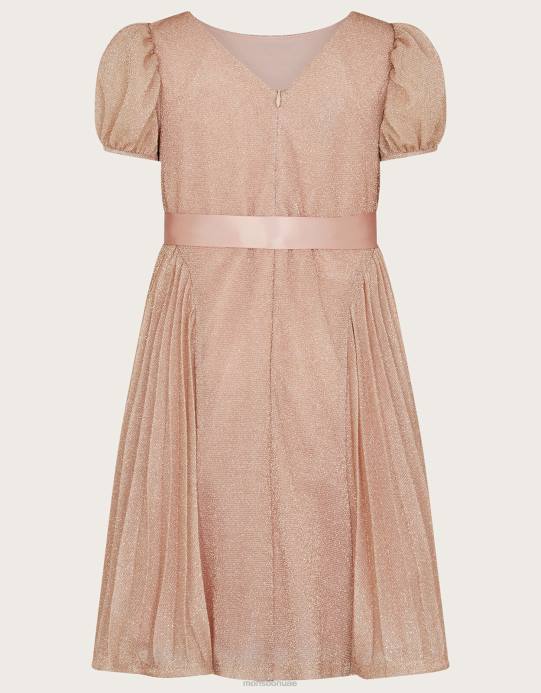 Monsoon بنت فستان حفلات بكسرات على شكل وردة مذهبة D68H1769 ملابس لون القرنفل