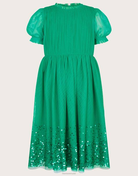 Monsoon بنت فستان شيرلي مزين بالترتر D68H1773 ملابس أخضر