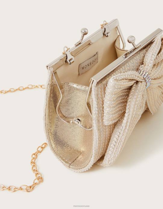 Monsoon بنت حقيبة بإطار وملمس مميز مزين بفيونكة D68H1774 ملحق موضة