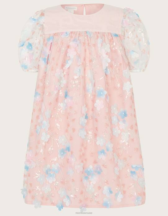Monsoon بنت فستان ديسكو زهرة ترابيز D68H1776 ملابس الوردي (الوردي الشاحب)