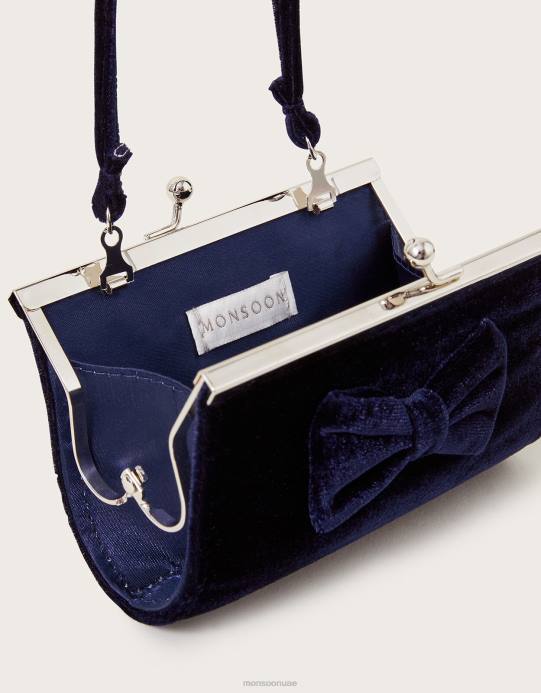 Monsoon بنت حقيبة صغيرة على شكل فيونكة مخملية D68H1777 ملحق أنيق