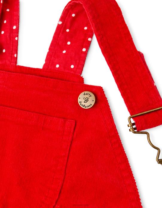 Monsoon أطفال طقم فستان وسروال قصير منقط من قماش الدنغري D68H1781 ملابس أحمر