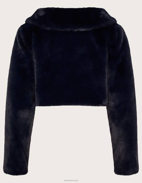 Monsoon بنت سترة من الفرو الصناعي بأكمام طويلة D68H1784 ملابس الأزرق الداكن)