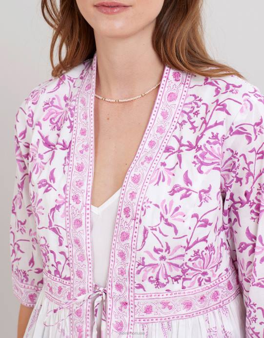 Monsoon نحيف سترة مطبوعة على شكل كتل خشبية من إيست يوليا D68H179 ملابس أرجواني