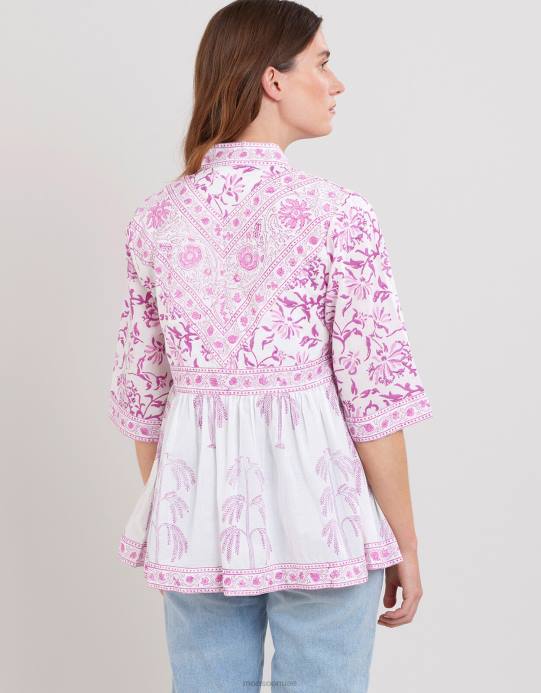 Monsoon نحيف سترة مطبوعة على شكل كتل خشبية من إيست يوليا D68H179 ملابس أرجواني