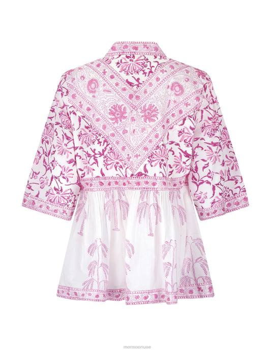 Monsoon نحيف سترة مطبوعة على شكل كتل خشبية من إيست يوليا D68H179 ملابس أرجواني