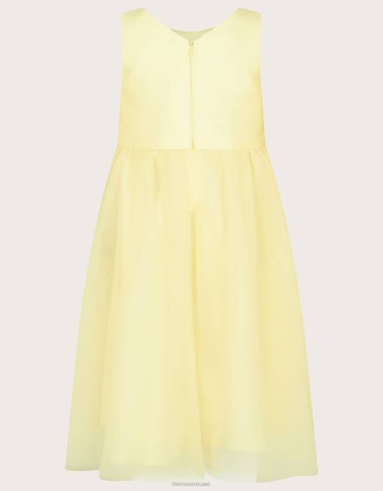 Monsoon بنت فستان مطرز بالورود D68H1800 ملابس أصفر (ليمون)