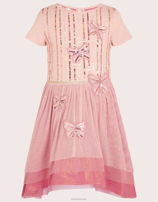 Monsoon بنت فستان ديسكو فراشة عالية ومنخفضة D68H1803 ملابس ناقص