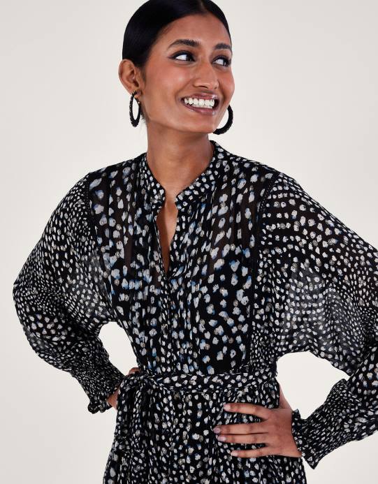 Monsoon نحيف فستان قميص هوليس D68H180 ملابس أسود