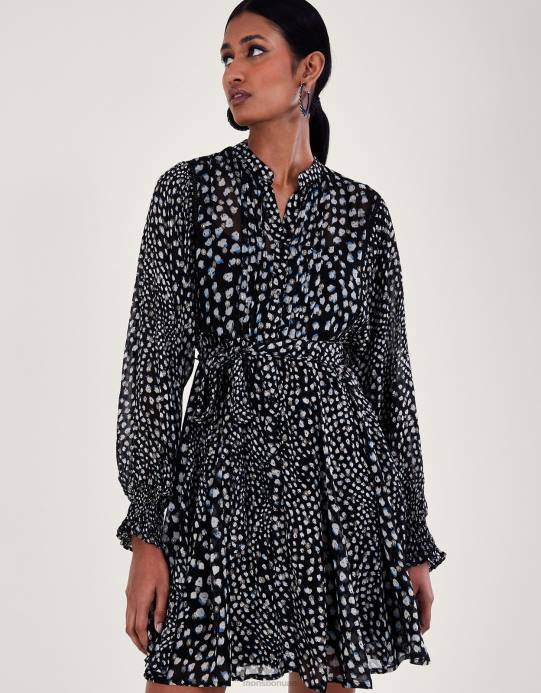 Monsoon نحيف فستان قميص هوليس D68H180 ملابس أسود