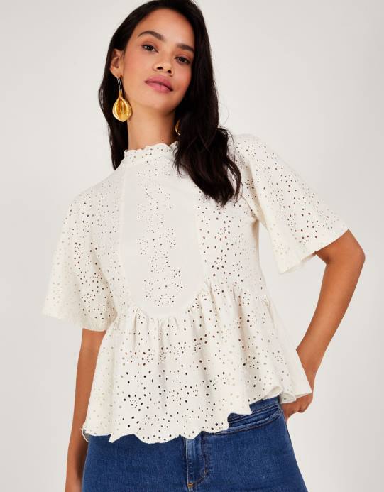 Monsoon نحيف قمة تفاصيل شيفلي D68H181 ملابس عاج