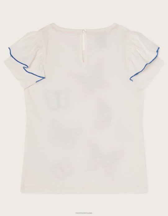 Monsoon بنت قمة الفراشة مزينة بالترتر D68H1811 ملابس عاج