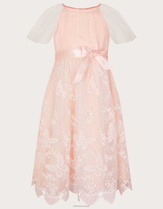 Monsoon بنت قد فستان الدانتيل الحدود فراشة D68H1813 ملابس الوردي (الوردي الشاحب)