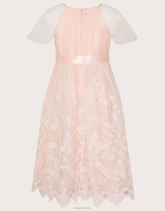 Monsoon بنت قد فستان الدانتيل الحدود فراشة D68H1813 ملابس الوردي (الوردي الشاحب)