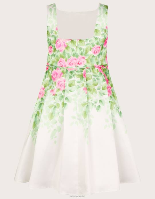 Monsoon بنت فستان دوقة بطبعات نباتية D68H1816 ملابس عاج