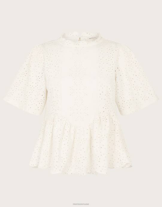 Monsoon نحيف قمة تفاصيل شيفلي D68H181 ملابس عاج