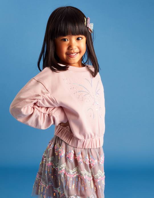 Monsoon بنت سترة المحاصيل فراشة D68H1820 ملابس لون القرنفل