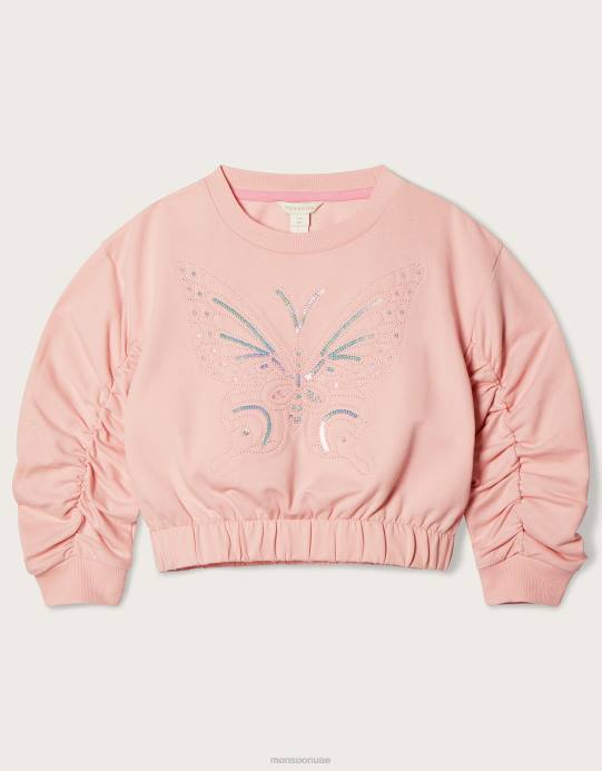 Monsoon بنت سترة المحاصيل فراشة D68H1820 ملابس لون القرنفل