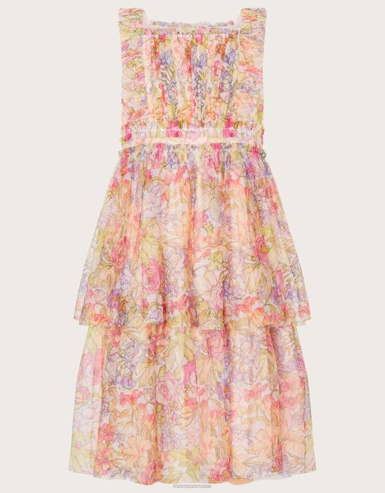 Monsoon بنت فستان تول بطبعة زهور D68H1828 ملابس متعدد