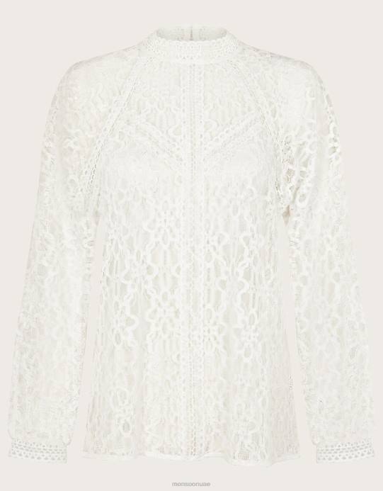 Monsoon نحيف ميريت بلوزة الدانتيل D68H182 ملابس عاج