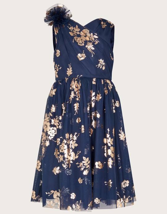 Monsoon بنت فستان بطباعة فويل من لورالي D68H1830 ملابس الأزرق الداكن)