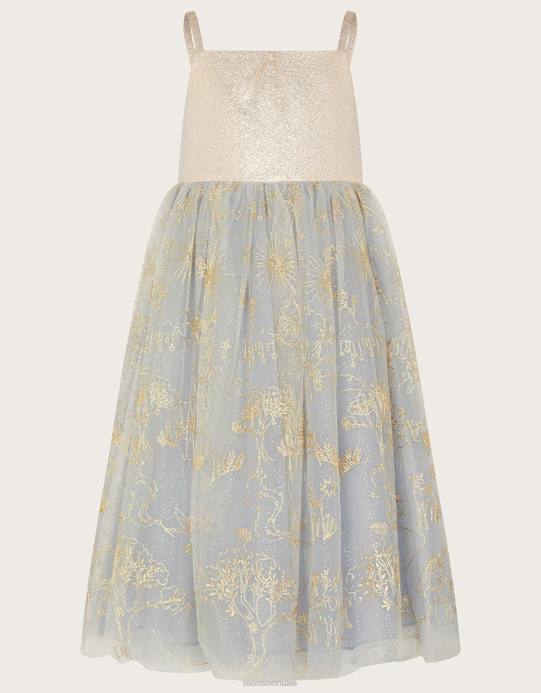 Monsoon بنت فستان من الجاكار المطرز من أرض العجائب D68H1834 ملابس رمادي