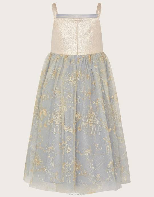 Monsoon بنت فستان من الجاكار المطرز من أرض العجائب D68H1834 ملابس رمادي