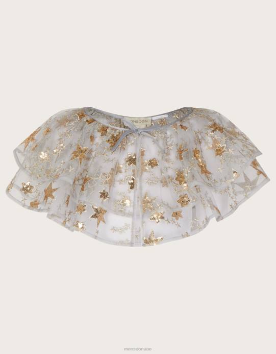 Monsoon بنت أرض العجائب سوبر ستار منمق كيب قصير D68H1835 ملابس رمادي