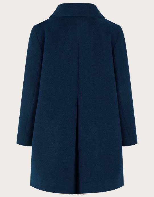 Monsoon بنت معطف متأرجح بياقة وجيب على شكل فيونكة D68H1836 ملابس الأزرق الداكن)